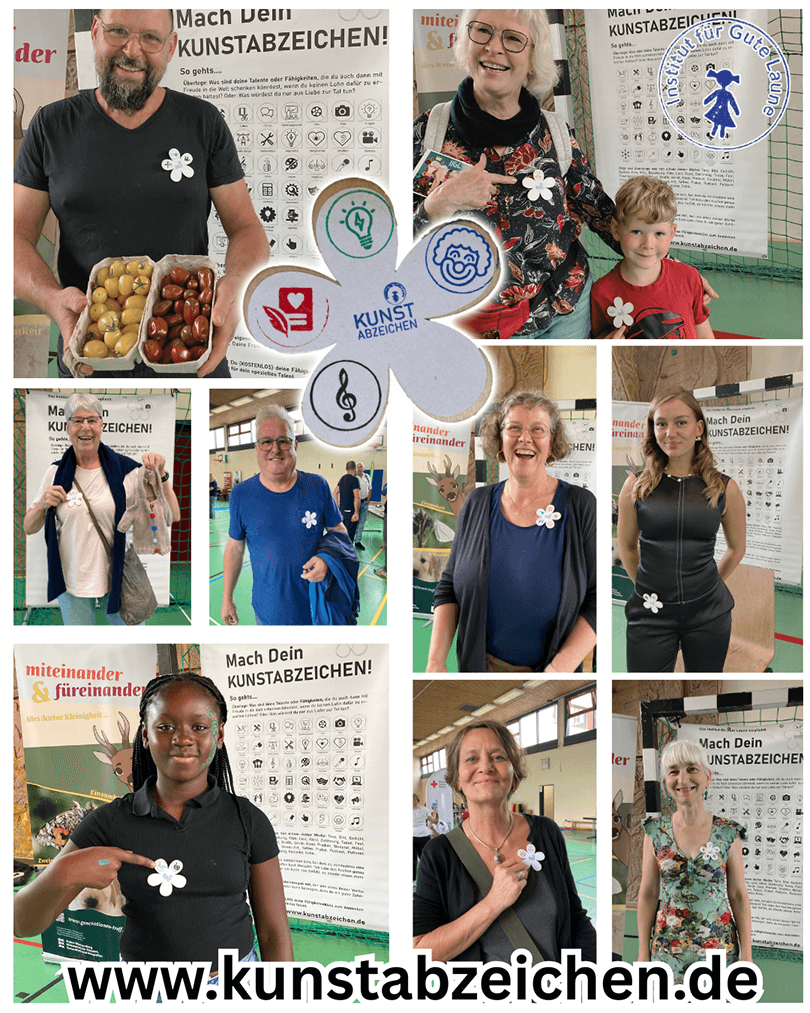 Menschen mit Kunstabzeichen