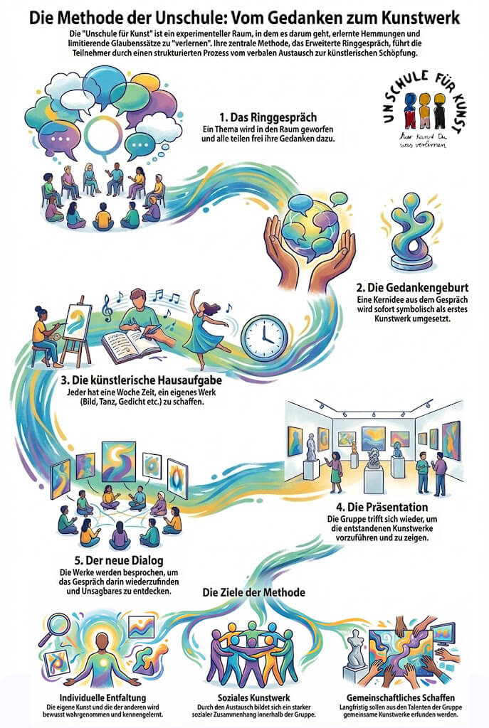 Ringgespräch methode der Unschule für Kunst in dresden Bild erklärt die Methode